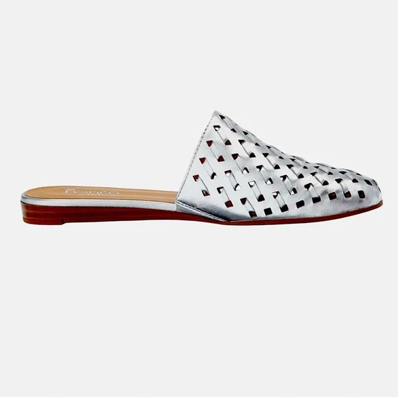 FRANCO SARTO L-GLENA 2 WOVEN SILVER MULES SZ 8 MED EUC - Picture 6 of 10